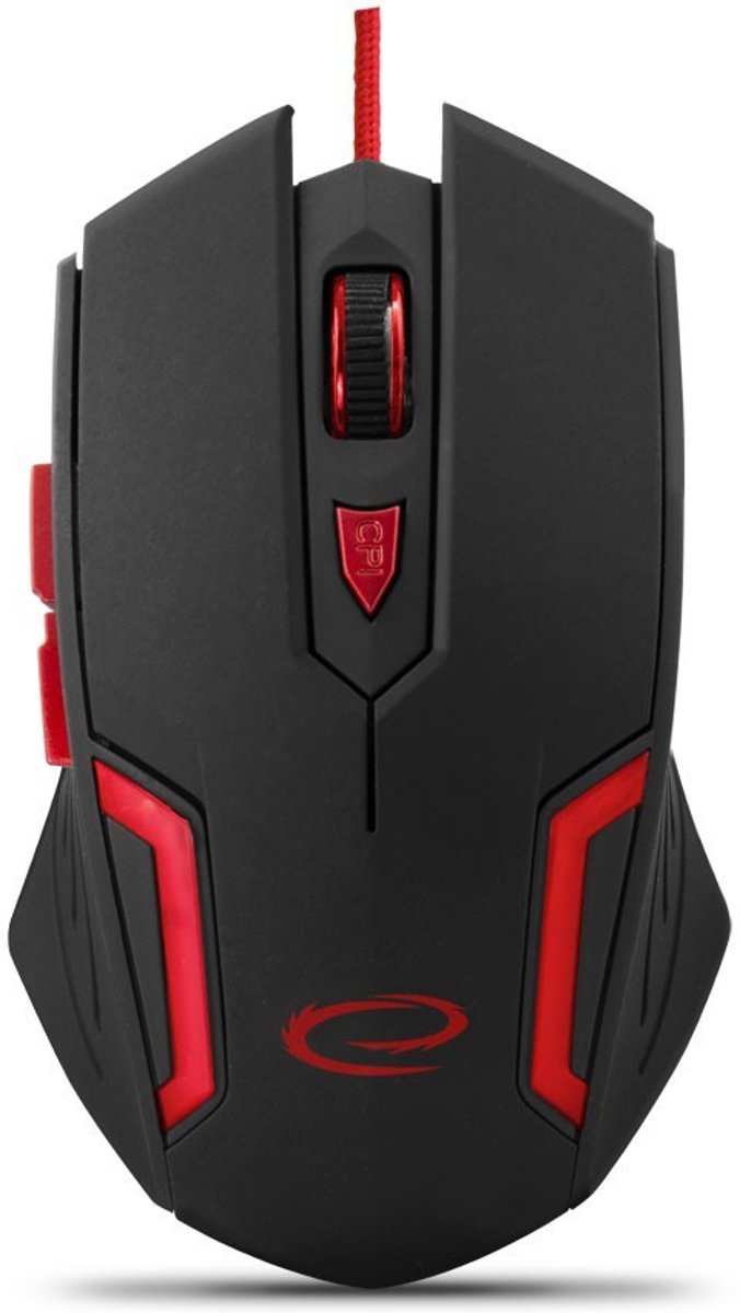 Gaming Muis Bedraad voor PC, Laptop (Windows 7 <lt/><gt/> 10, Mac) Lichtgevend, Ergonomisch – 6 Knoppen, 2400 Dpi - Rood